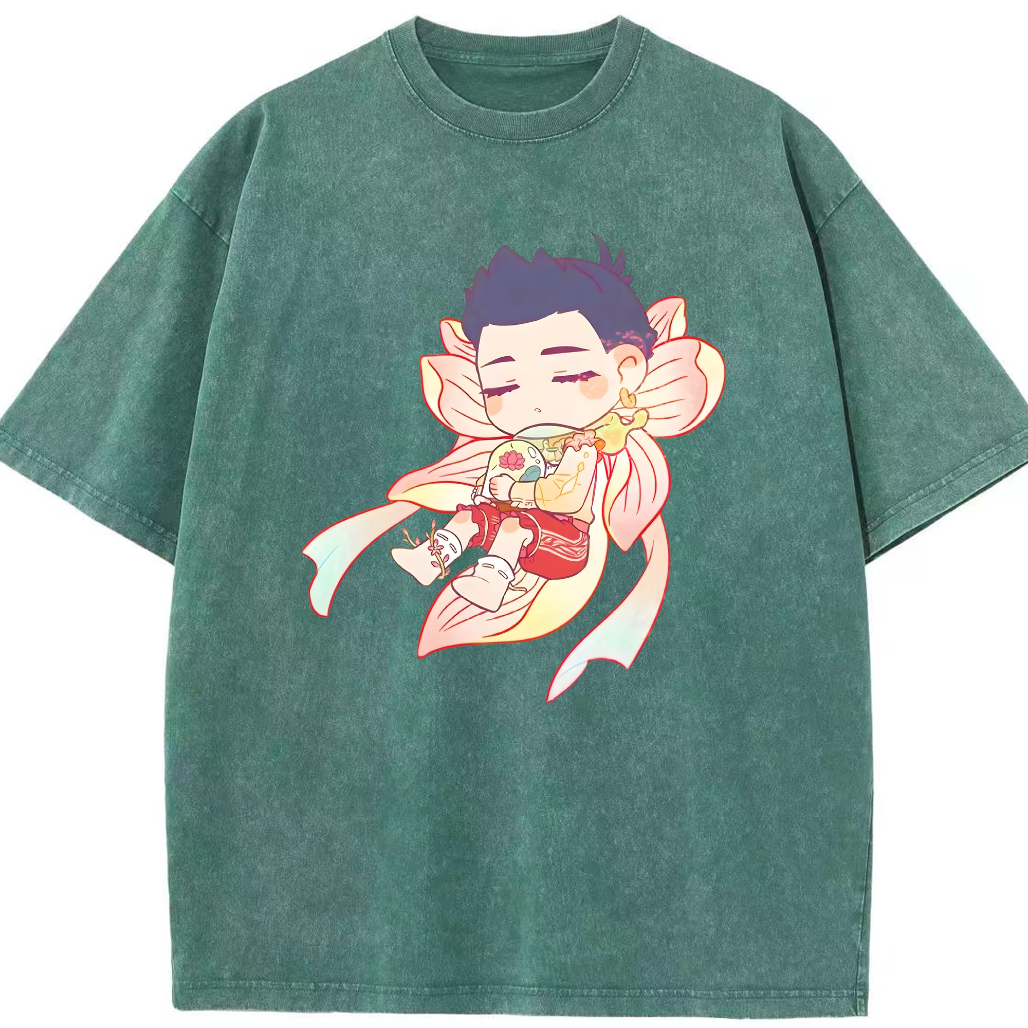 （画像用） Ne Zha 2 ナタ 魔童の大暴れ 綿100% ヴィンテージ風 半袖Tシャツ（フロントプリント）